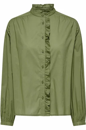 ONLY Blouse met volant, opstaande kraag