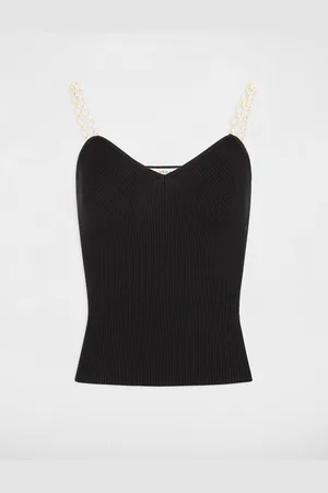 Morgan Trui in ribtricot met schouderbandjes