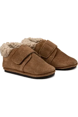 La Redoute Warme pantoffels in leer om zo aan te trekken, met klittenband
