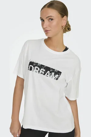 ONLY T-shirt Space Life, losse snit en ronde hals