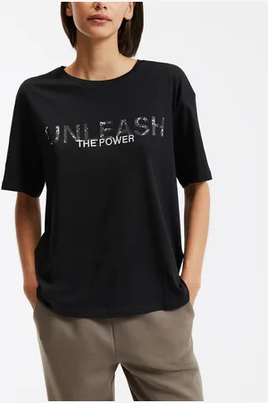 ONLY T-shirt Space Life, losse snit en ronde hals