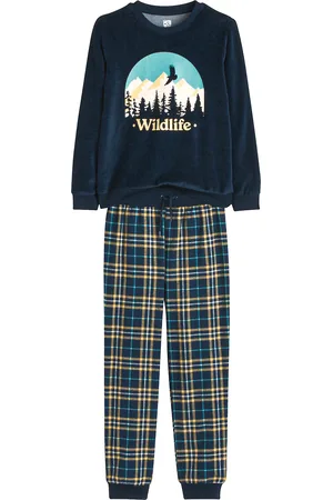 La Redoute Pyjama in fluweel en flanel, bergmotief en ruiten