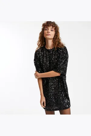 La Redoute Rechte, korte jurk, korte mouwen met lovertjes