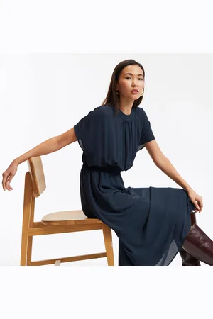 La Redoute Wijd uitlopende lange jurk, elastische taille met smok