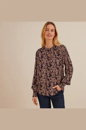 ANNE WEYBURN Blouse met ronde hals, bloemenprint, lange mouwen