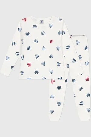 Petit Bateau Katoenen pyjama met lange mouwen en hartjesprint