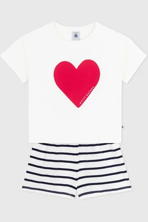 Petit Bateau Katoenen pyjashort met hart- en streepmotief