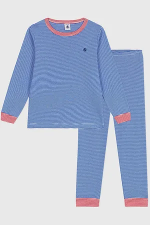 Petit Bateau Gestreepte katoenen pyjama met lange mouwen