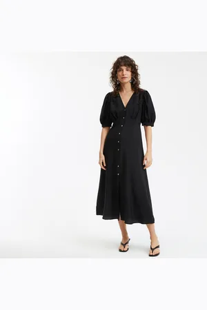 La Redoute Lange jurk, V-hals, elleboogmouwen