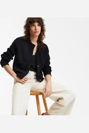 La Redoute Kort vest met ronde hals in grof gebreid tricot, knoopsluiting