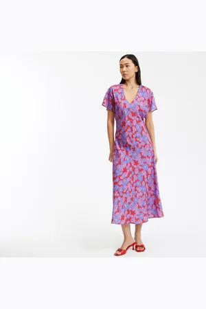 La Redoute Gebloemde maxi-jurk, V-hals, korte mouwen