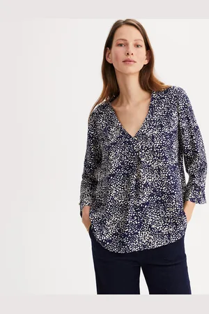 ANNE WEYBURN Bedrukte blouse met V-hals en 3/4 mouwen
