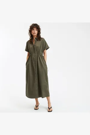 La Redoute Lange jurk met overhemdkraag, strak in de taille