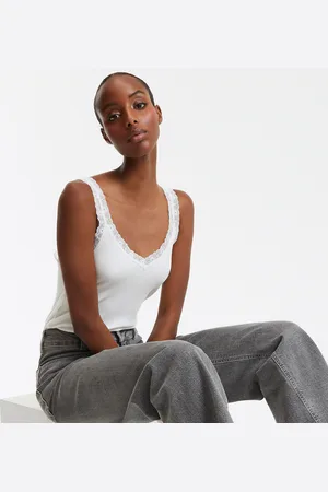 La Redoute Tanktop met kanten detail en V-hals