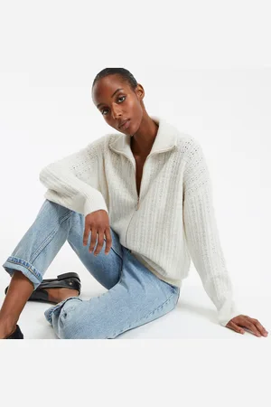 La Redoute Kort vest met v-hals in grof tricot