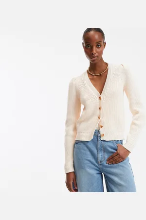 La Redoute Kort vest met V-hals in grof tricot met knoopsluiting