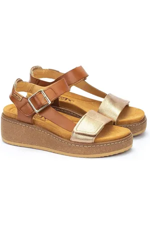 Pikolinos Alzira leren sandalen met sleehak