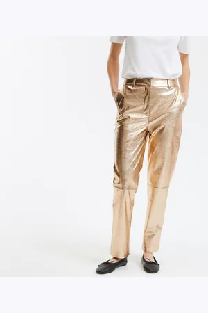 La Redoute Broek in sigarettensit in goudimitatie