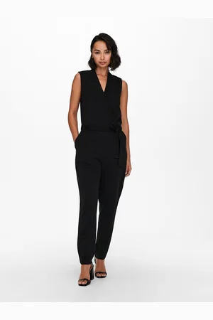 JDY Lange mouwloze jumpsuit met strikceintuur