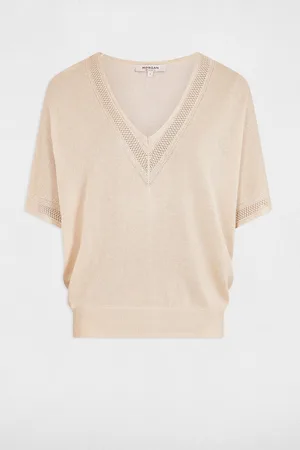 Morgan Trui met V-hals in fijn tricot