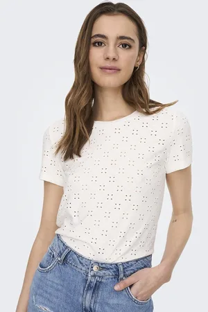 JDY T-shirt met Engelse kant