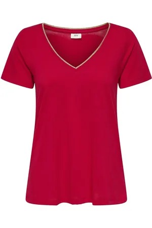 JDY T-shirt met korte mouwen, goudkleurig biesje