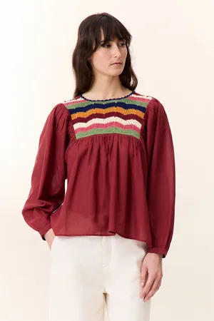 Leon & Harper Losvallende blouse met gehaakt voorpand CRIQ