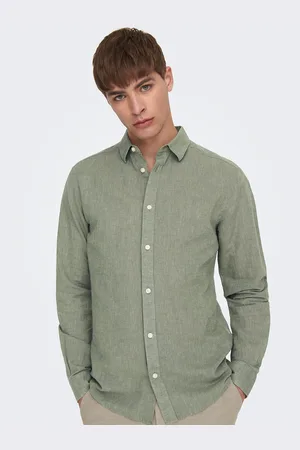 Only & Sons Slim fit hemd in katoen en linnen
