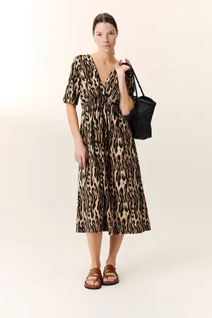 Leon & Harper Midi-wikkeljurk met luipaardprint RALA SAVANE