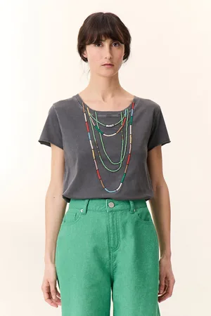 Leon & Harper T-shirt met korte mouwen en ronde hals TORO BEADS