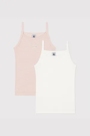 Petit Bateau Set van 2 singlets met smalle bandjes in katoen
