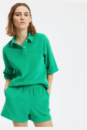 La Redoute Loszittend T-shirt met polokraag van badstof, korte mouwen