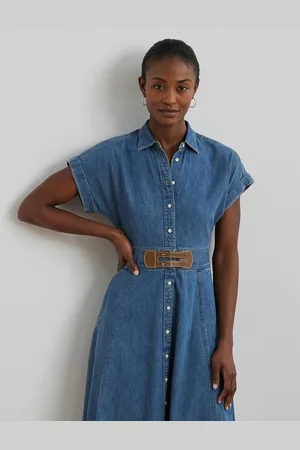 Ralph Lauren Wijd uitlopende jurk met korte mouwen