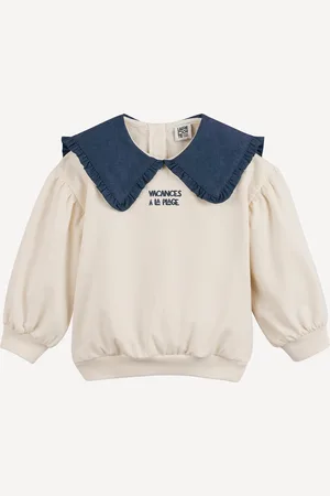 La Redoute Fleece sweatshirt met Peter Pan kraag in denim