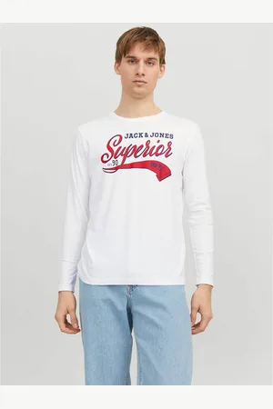 JACK & JONES T-shirt met lange mouwen en ronde hals, Jjelogo