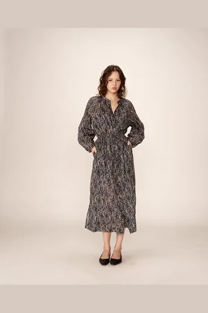 Grace & Mila Lange katoenen voile jurk met abstracte print, PODER