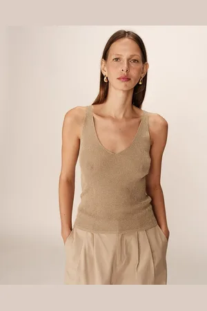 Grace & Mila Tanktop van metaalgaas, V-hals, PAILLETTE