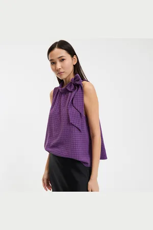 La Redoute Mouwloos shirt, opstaande kraag, geruit