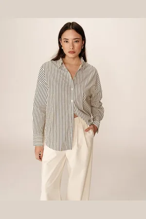 Grace & Mila Oversized gestreept hemd met geborduurde manchetten, PARSONS