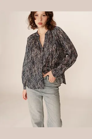Grace & Mila Blouse met lange mouwen en abstracte print, PLATANE
