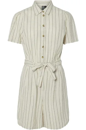 Pieces® Korte jumpsuit met knoopriem en strepen