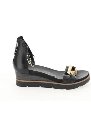 Mjus Sandalen met sleehak, in leer