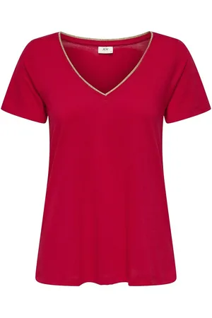 JDY T-shirt met korte mouwen, goudkleurig biesje