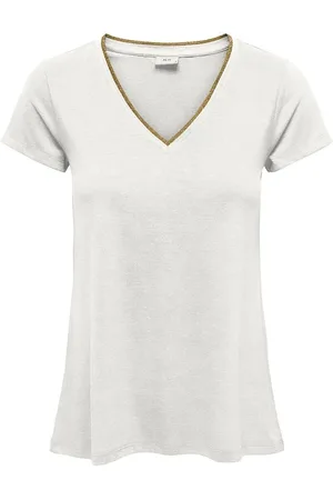 JDY T-shirt met korte mouwen, goudkleurig biesje