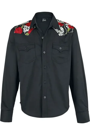 Banned Retro Rockabilly Longsleeve - Skull Rose - S tot 5XL - voor Mannen