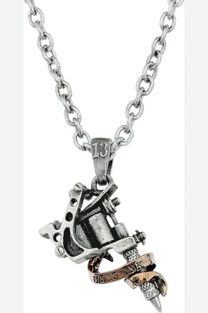 Alchemy Gothic Halsketting - Alchemy: Pewter Pendant: Tattoo Gun