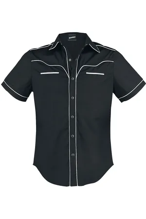 Banned Retro Rockabilly Shirt met korte mouwen - Plain Trim - S tot 5XL - voor Mannen