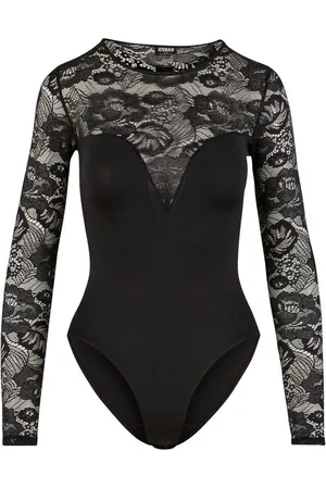 Urban classics Lichaam - Dames kanten body met ronde hals - XS tot M - voor Vrouwen