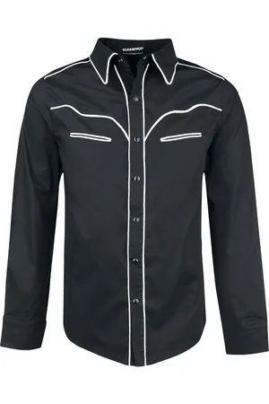 Banned Retro Rockabilly Longsleeve - Plain Trim - S tot XXL - voor Mannen