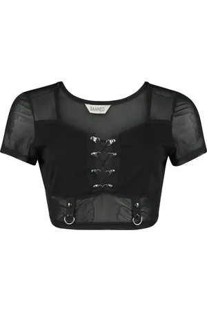 Banned Retro Gothic T-shirt - Shadow Veil Mesh Top - XS tot XXL - voor Vrouwen
